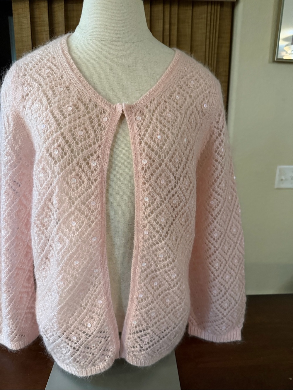 Banana Republic Light Pink Openwork Sequin Cardigan - Picture 2 of 3